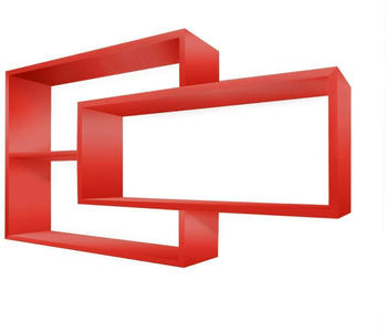 byMM Wandregal Holz H&auml;ngeregal Schweberegal - rot