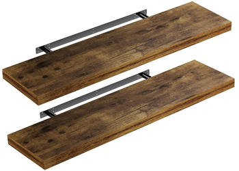 Casaria 2x Wandregal dunkle Eiche mit Halterung 90cm Schwebend - Holz