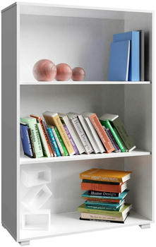 Casaria B&uuml;cherregal Standregal Vela 3 F&auml;cher wei&szlig; - wei&szlig; Massivholz