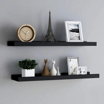 vidaXL Bilderleisten 2 Stk. Schwarz 80x9x3 cm MDF - 323933