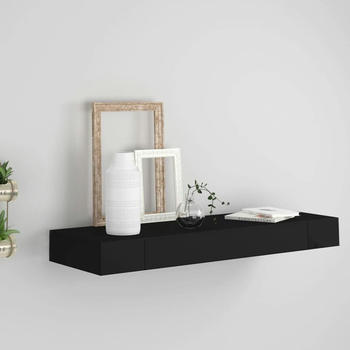 vidaXL Schweberegal mit Schublade Schwarz 80 x 25 x 8 cm - 288206