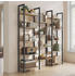 Vasagle Bücherregal, Standregal mit 14 Ablagen, Regal mit Metallrahmen, Industrie-Design, 24 x 158 x 166 cm, kamelbraun-tintenschwarz