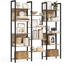 Vasagle Bücherregal, Standregal mit 14 Ablagen, Regal mit Metallrahmen, Industrie-Design, 24 x 158 x 166 cm, kamelbraun-tintenschwarz