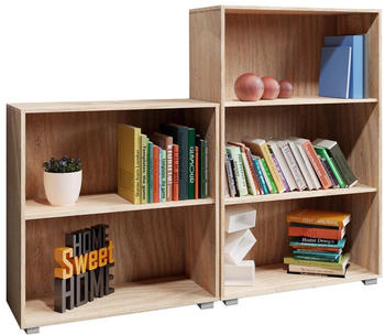 Casaria 2er Set Bücherregal Vela 3+2 Fächer höhenverstellbare Böden Holz Eiche