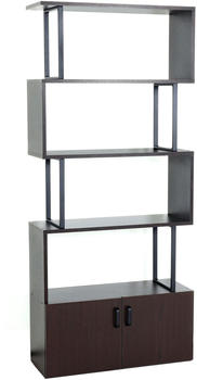 Mendler Bücherregal HWC-A27 183x80cm 3D-Struktur dunkelbraun - braun Massivholz 75032+75033