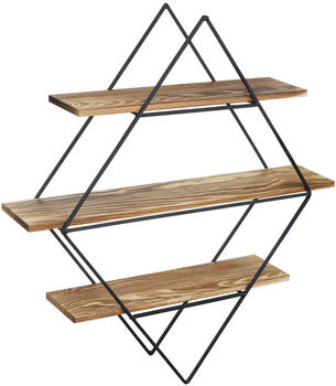 Mendler Wandregal HWC-A80 Echtholz 60x55x12cm - braun Holz 59842