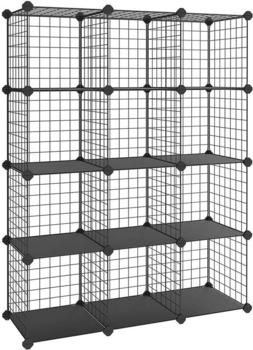 Songmics LPI34 Gitterwürfel Steckregal 93x123x31 cm schwarz