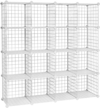 Songmics LPI44 Gitterw&uuml;rfel Steckregal 123x123x32 cm wei&szlig;