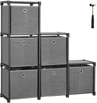 Songmics LSN66BK Würfel-Steckregal mit Stoffboxen schwarz grau