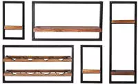SIT Wandregal "Darwin Regalset 5-tlg. aus Mangoholz & Altmetall im Industrial-Stil"