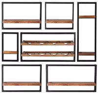 SIT Wandregal "Dubai Regalset 7-tlg.aus Mangoholz & Altmetall im Industrial-Stil"