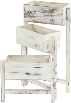 Mendler Pflanzregal, Standregal Blumenständer, Höhe: 65cm Shabby-Look Vintage weiß - weiß Holz 36710