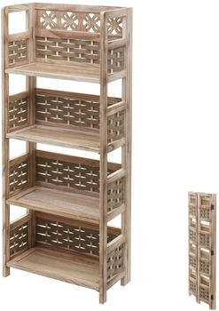 Mendler Regal HWC-K86, Standregal Wohnregal, klappbar 4 Ablagen, FSC-zertifiziert Holz 110cm braun, Geflecht braun - braun Holz 97662