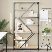 vidaXL B&uuml;cherregal Sonoma-Eiche 91x36x176 cm Holzwerkstoff und Stahl