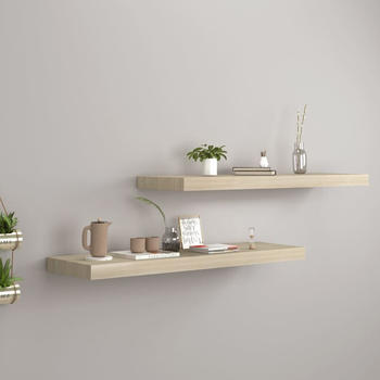 vidaXL Schweberegale 2 Stk. Eiche-Optik 80x23,5x3,8 cm MDF (323878)