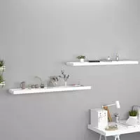 vidaXL Schweberegale 2 Stk. Wei&szlig; 120x23,5x3,8 cm MDF