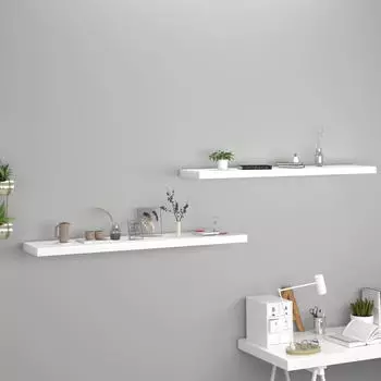 vidaXL Schweberegale 2 Stk. Wei&szlig; 120x23,5x3,8 cm MDF (323821)