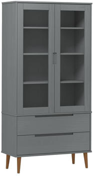 vidaXL Vitrinenschrank MOLDE Grau 90x35x175 cm Massivholz Kiefer (350545)