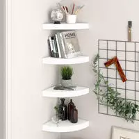 vidaXL Eck-Schweberegale 4 Stk. Wei&szlig; 25x25x3,8 cm MDF