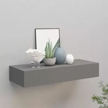 vidaXL Wandregal mit Schublade Grau 60x23,5x10 cm MDF (330259)