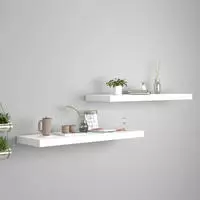 vidaXL Schweberegale 2 Stk. Wei&szlig; 80x23,5x3,8 cm MDF