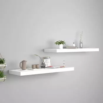 vidaXL Schweberegale 2 Stk. Wei&szlig; 80x23,5x3,8 cm MDF (323815)