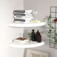 vidaXL Schwebende Eckregale 2 Stk. Wei&szlig; 35x35x3,8 cm MDF