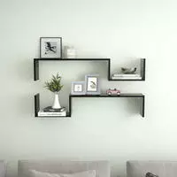 vidaXL Wandregale 2 Stk. Schwarz 100x15x20 cm Holzwerkstoff