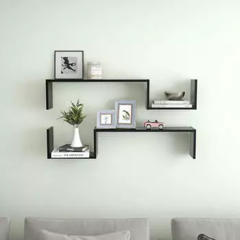 vidaXL Wandregale 2 Stk. Schwarz 100x15x20 cm (807269)