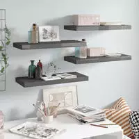 vidaXL Schweberegale 4 Stk. Hochglanz-Grau 60x23,5x3,8 cm MDF