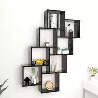 vidaXL W&uuml;rfelregal Schwarz 90x15x119 cm Holzwerkstoff