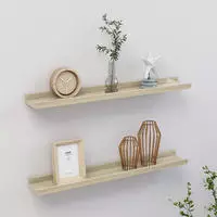 vidaXL Wandregale 2 Stk. Sonoma-Eiche 60 x 9 x 3 cm