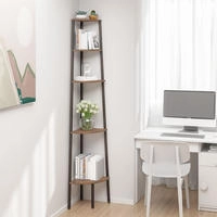 Eckregal Mit 5 B&ouml;den Dunkelbraun Und Schwarz 45,5x31,5x180 Cm - Vidaxl