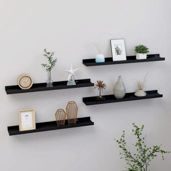 vidaXL Wandregale 4 Stk. Schwarz 60x9x3 cm (326668)