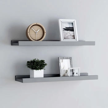 vidaXL Bilderleisten 2 Stk. Grau 60x9x3 cm MDF (323935)