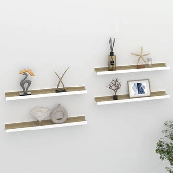 vidaXL Wandregale 4 Stk. Wei&szlig; und Sonoma-Eiche 60x9x3 cm (326695)