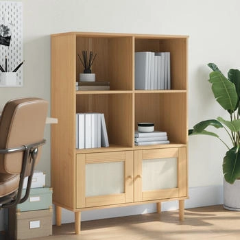 vidaXL Bücherschrank SENJA Rattan-Look Braun 90x35x130 cm Kiefernholz (358061)