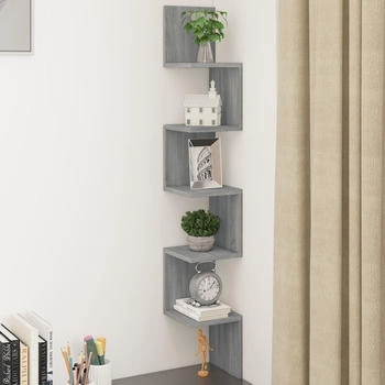 vidaXL Wand-Eckregal Grau Sonoma 20x20x127,5 cm (815211)