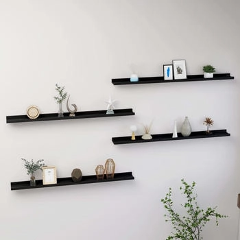 vidaXL Wandregale 4 Stk. Schwarz 100x9x3 cm (326670)