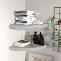 vidaXL Eck-Schweberegale 2 Stk. Grau 35x35x3,8 cm MDF