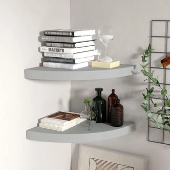 vidaXL Eck-Schweberegale 2 Stk. Grau 35x35x3,8 cm MDF (323923)