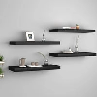 vidaXL Schweberegale 4 Stk. Schwarz 60x23,5x3,8cm MDF