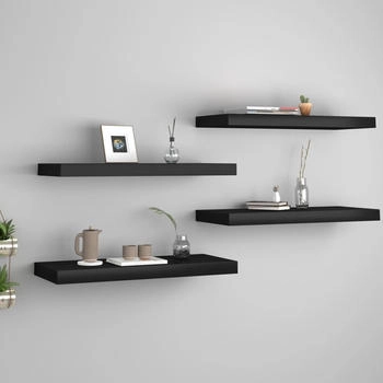 vidaXL Schweberegale 4 Stk. Schwarz 60x23,5x3,8cm MDF (323834)