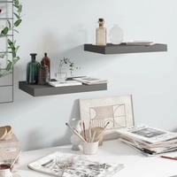 vidaXL Schweberegale 2 Stk. Hochglanz-Grau 40x23x3,8 cm MDF