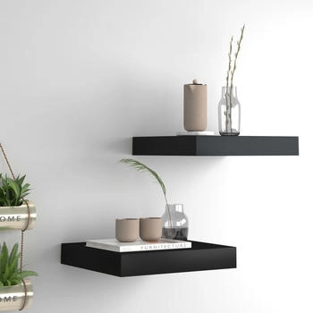 vidaXL Schweberegale 2 Stk. Schwarz 23x23,5x3,8 cm MDF (323824)