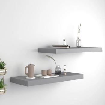 vidaXL Schwebende Wandregale 2 Stk. Grau 60x23,5x3,8cm MDF (323854)