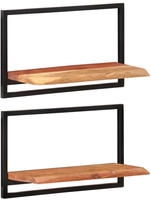 vidaXL Wandregale 2 Stk. 60x25x35 cm Massivholz Akazie und Stahl