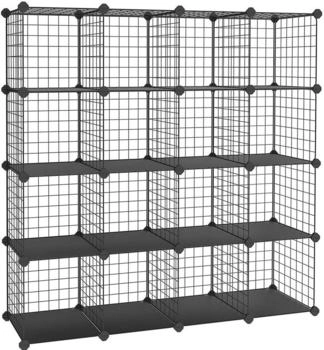 Songmics LPI44 Gitterw&uuml;rfel Steckregal 123x123x32 cm schwarz