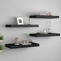 vidaXL Schweberegale 4 Stk. Schwarz 50x23x3,8 cm MDF