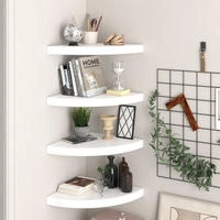 vidaXL Eck-Schweberegale 4 Stk. Hochglanz-Wei&szlig; 35x35x3,8 cm MDF